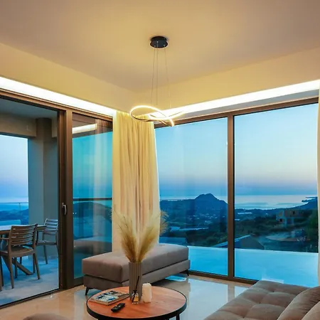 Epsilon Villa, Private Swimming Pool Garden, Panoramic Sunset Villa Rethymno